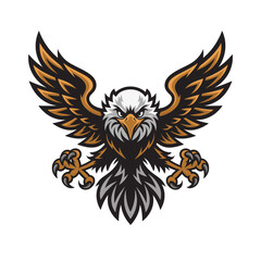 Fototapeta premium eagle fliying attacking pose with claws design logo illustration on white background