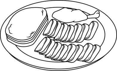 Pecking duck carving outline vector