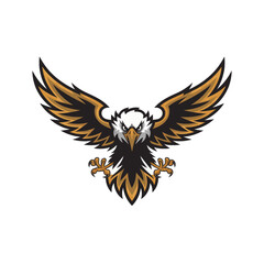 Obraz premium eagle fliying attacking pose with claws design logo illustration