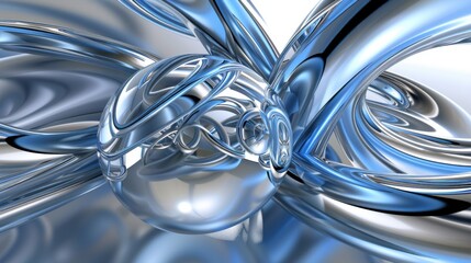 3D Shiny Blue Geometric Structure: A Futuristic Abstract Background