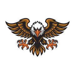 Obraz premium eagle fliying attacking pose with claws logo illustration design