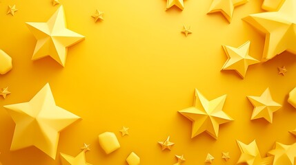 Obraz premium Yellow Stars Scattered on a Yellow Background