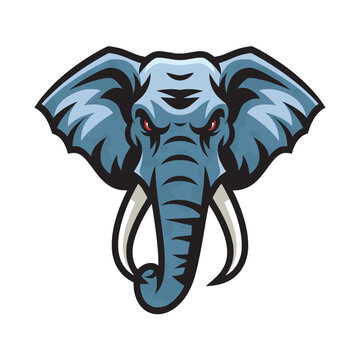 recommend clip art: elephant head design flat logo illustration on white background