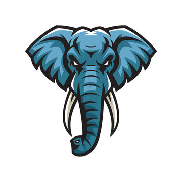 recommend clip art: elephant head design logo illustration on white background
