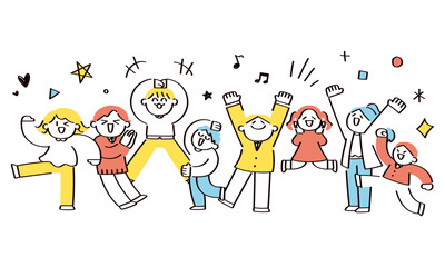 喜ぶ人たちのイラスト