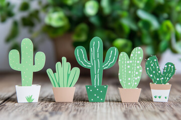 Set of Decorative Cacti for Natural Greenery Botanical Art and Modern Home Decor






