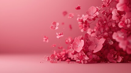 Fototapeta premium Vibrant pink cherry blossoms in a dreamy composition