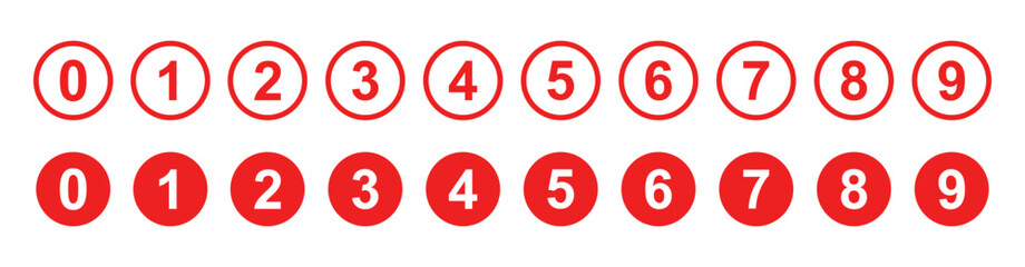 Numbers icon set from 0 to 9