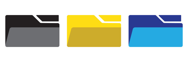 File folders icons. Documents for computer. File folders with data in flat style. Web archive and web directory. Pc graphic elements. Color symbol. Vector