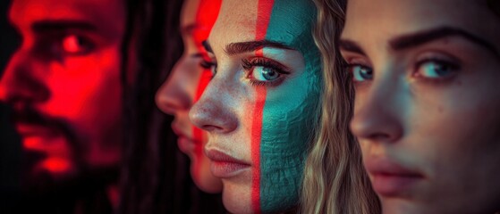 Obraz premium Global Communication Diverse Women with Face Paint Cultural Unity