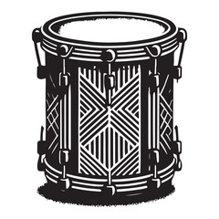 Cajon Silhouette Vector Illustration, Solid White Background.