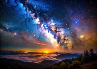 Fototapeta premium Aries constellation blazes in this breathtaking aerial nightscape, a stunning astrological zodiac display.