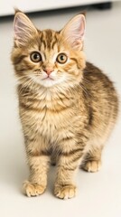 Obraz premium Adorable Ginger Kitten Fluffy Cat Cute Pet White Background