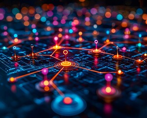 Illuminated Strategic Vision Board Showcasing Interconnected Goals and Ideas