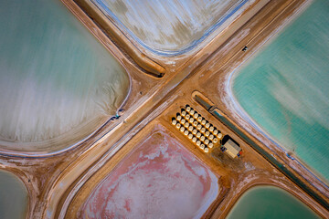 Aerial view of salt mine in Shark Bay, Western Australia