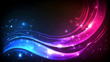 Fototapeta premium Abstract Glowing Waves With Stars And Lights