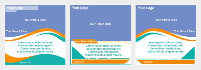 Fully Editable Social Media Template Banner for Instagram, Facebook, or Square Posts in Orange and Turquoise Theme. Perfect for Event Announcements, Product Sales, Quotes, and General Banners.