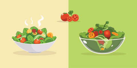 fresh, salad, tomatoes, food, vegetable, healthy, diet, green, vector, illustration, dinner, lunch, lettuce, organic, onion, meal