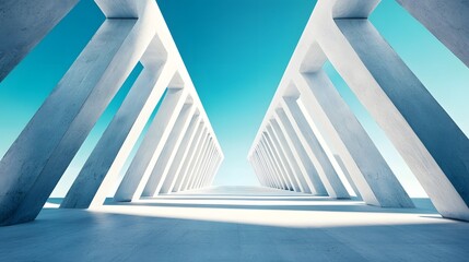 Obraz premium Monochrome Geometric Architectural with Intersecting Planes and Azure Horizon