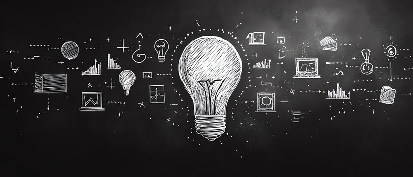 Minimalist white doodles on black background