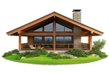 house on the grass isolated on white