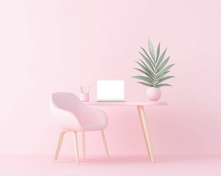 Creative workspace for freelancers modern office digital illustration minimalist environment inspirational viewpoint