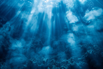Obraz premium Sunlight streaming through ocean depths: ethereal underwater scene