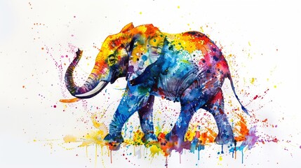 Obraz premium Elephant spray vibrant cute watercolor business