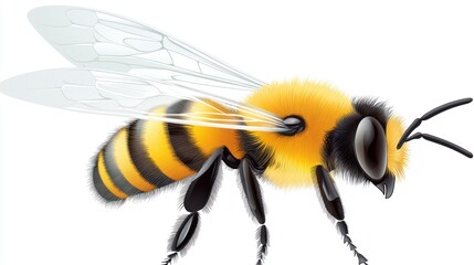 A detailed illustration of a bee with vibrant colors and features.