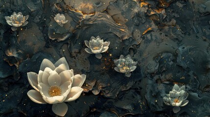 watercolor painting with the concept of whole lotus petals.