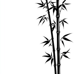 Black and White Bamboo Illustration: Minimalist Botanical Art Print