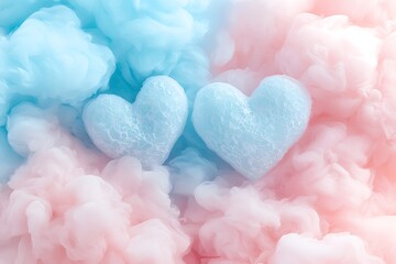 Fototapeta premium Pastel Hearts in Ink Clouds: Romantic Abstract - Pastel colors