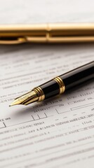Fototapeta premium A sophisticated fountain pen rests on a sheet of elegant paper, highlighting the art of writing and professional correspondence.