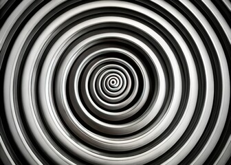 Obraz premium Abstract Spiral Concentric Circles Black and White Photo