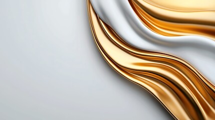 Abstract gold and white flowing fabric waves.