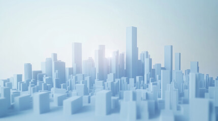 Fototapeta premium futuristic blue hologram cityscape with tall buildings and bright background creates sense of innovation and modernity