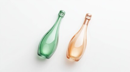 Fototapeta premium Two colored glass bottles on white background