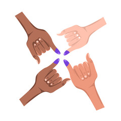 Illustration of the little finger with a blue tip as a sign of general elections in Indonesia