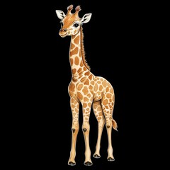 Obraz premium Detailed Illustration of a Playful Giraffe Against a Black Background