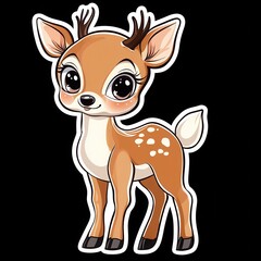 Obraz premium Cute Cartoon Deer Character with Big Eyes and Adorable Expression