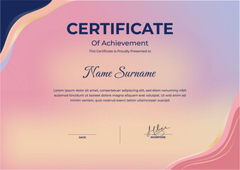 Modern and colorful certificate, diploma with an abstract design.