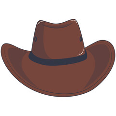 Cartoon Cowboy Hat Illustration Isolated on White Background.