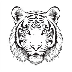 Tiger silhouette vector art illustration.  