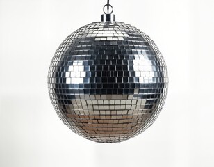 Fototapeta premium Shiny disco ball reflecting light. Perfect decoration for nightclub party. Stylish sphere great for entertainment, music event, dance floor. Ideal for nightlife decor. Amazing lighting effect with