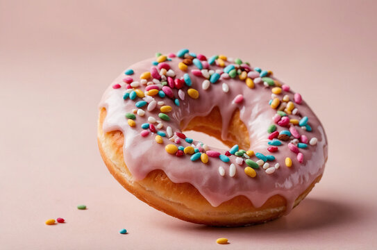 Donuts on pastel pink background 