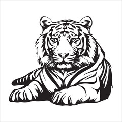 Tiger silhouette vector art illustration.  