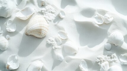 White Seashells on Soft Sand Surface in Natural Light