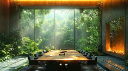 Tranquil Rainforest Boardroom Modern Design