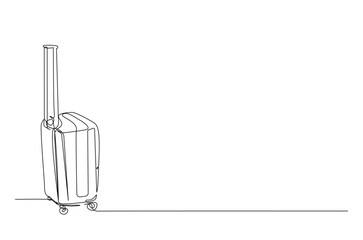 Luggage bag in continuous one line drawing. Single line art illustration of travel suitcase. Editable vector.