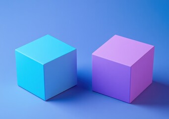 Two pastel cubes on blue background.